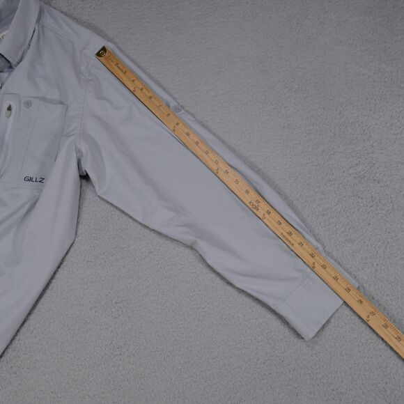 Gillz Shirt Mens XXL Gray Performance Fishing Vented Stretch Outdoor Button Up - Picture 15 of 16